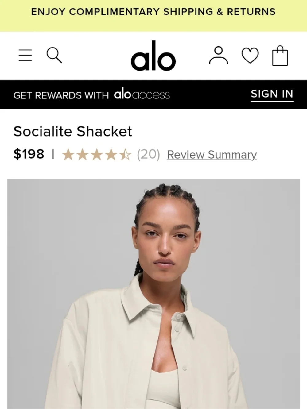 ALO‎ Socialite Shacket Bone